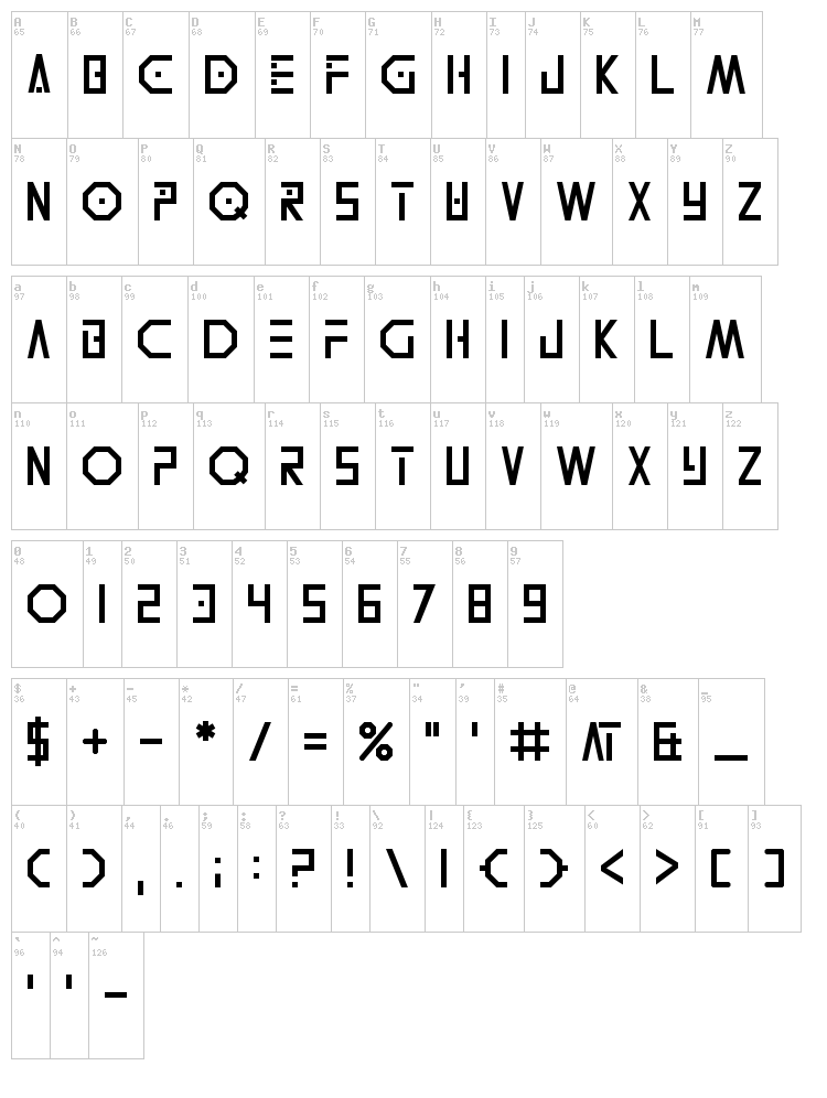 Neon Adventure font map